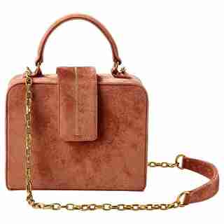 LOVE AND LORE VELVET TOP HANDLE BOX BAG ROSE