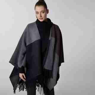 LOVE AND LORE COLOURBLOCK WRAP BLACK AND BURGUNDY