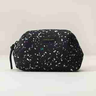 NEOPRENE COSMETIC BAG BLACK TERRAZZO