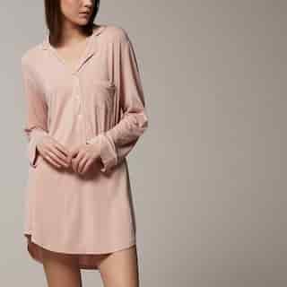 Love And Lore Piped Sleep Shirt Rose Medium