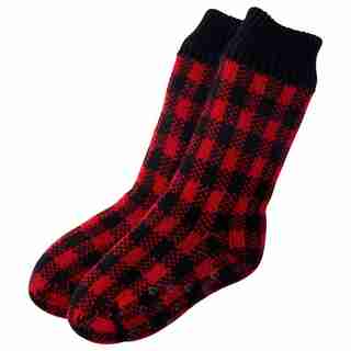 KID’S CHECKERED READING SOCKS™ RED AND BLACK 9-12 YEARS