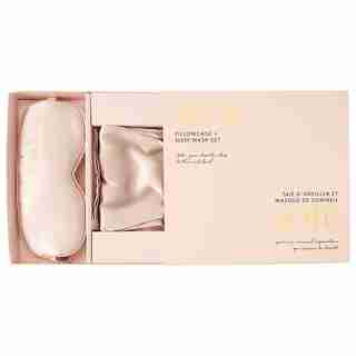 SILK SLEEP MASK & PILLOW CASE SET PINK