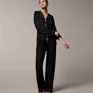 LOVE AND LORE PIPED PJ SET BLACK MEDIUM