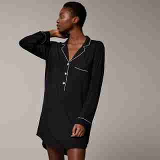 Love And Lore Piped Sleep Shirt Black Small
