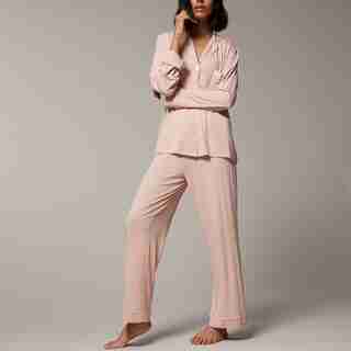 PYJAMA DEUX-PIÈCES MOYEN AVEC LISÉRÉ – ROSE