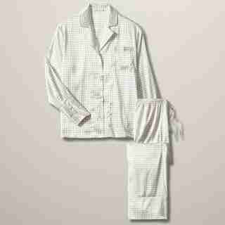 LOVE AND LORE SILKY PJ SLEEP SET IVORY DASHES SMALL