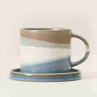 BLUE GREY DIPPED CERAMIC TEA SET
