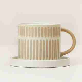 IVORY WAXED RESIST CERAMIC TEA SET