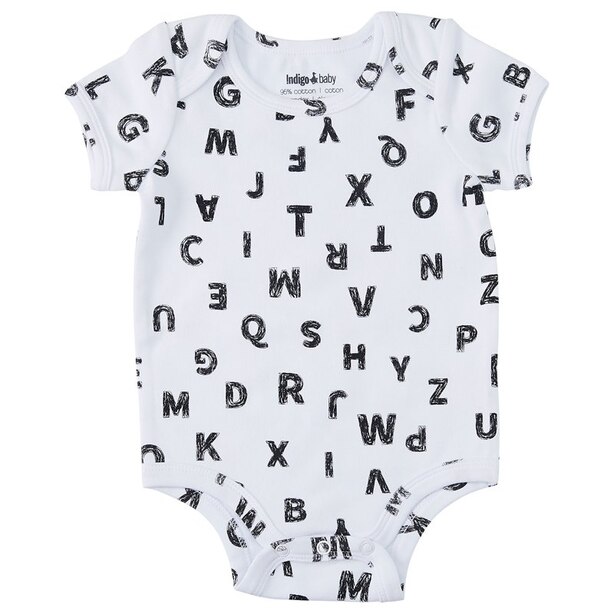 IndigoBaby Onesie Alphabet 0 to 3 Months