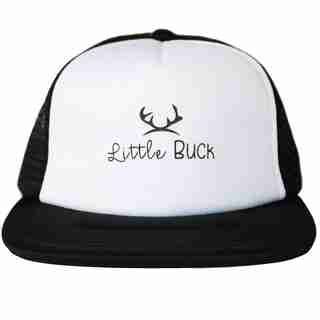 Little Buck Classic Trucker Snapback Hat 100% Polyester Black White Adult