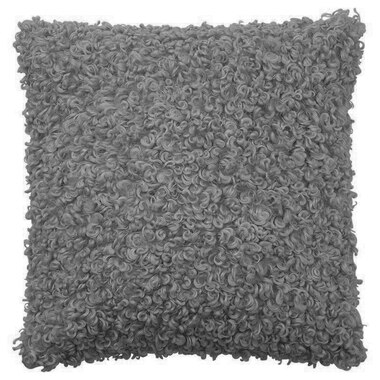 ALPACA FAUX FUR PILLOW COVER – 18” X 18”, CHARCOAL