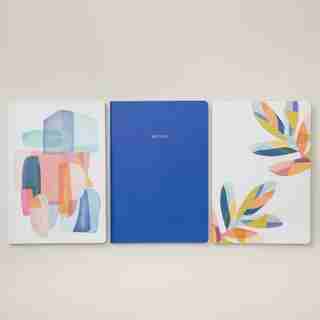 SET OF 3 NOTEBOOKS SMALL BOHO BRIGHT LAYERED SHAPES
