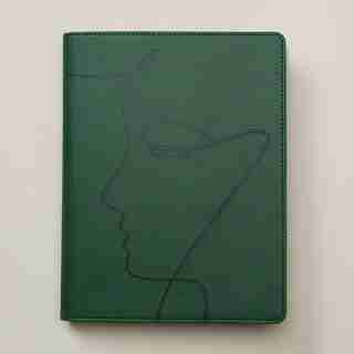 CARNET RECHARGEABLE À RELIURE SPIRALE – CROQUIS D’UN VISAGE, VERT
