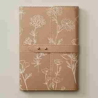 CARNET AVEC COURROIE À DEUX BOUTONS – JARDIN SECRET, FLEURS SAUVAGES, TERRACOTTA