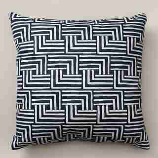 BASKETWEAVE NAVY OUTDOOR PILLOW 18” X 18”