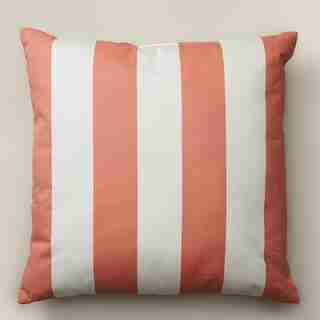 BOLD STRIPE GUAVA OUTDOOR PILLOW 18” X 18”
