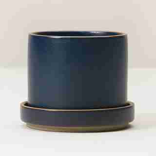 SMALL PLANTER WITH SAUCER NAVY