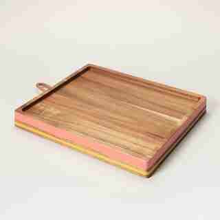 RED STRIPE RECTANGULAR WOOD SERVING BOARD