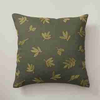 OUI DITZY LEAVES PILLOW COVER WILD OLIVE 18” X 18”