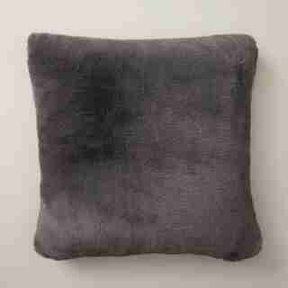 OUI FAUX-FUR PILLOW COVER LEAD GREY 18” X 18”