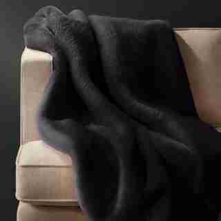 OUI FAUX-FUR THROW LEAD GREY