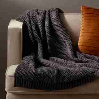OUI HONEYCOMB CHENILLE THROW LEAD GREY