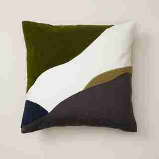 OUI ABSTRACT PILLOW COVER WILD OLIVE 18” X 18”