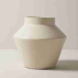 OUI MODERN TERRACOTTA vase WITH MATTE CREAM GLAZE LARGE