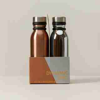 SET OF 2 WATER BOTTLES COPPER AND CHROME