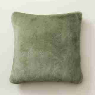 OUI FAUX-FUR PILLOW COVER LAUREL GREEN 18" X 18"