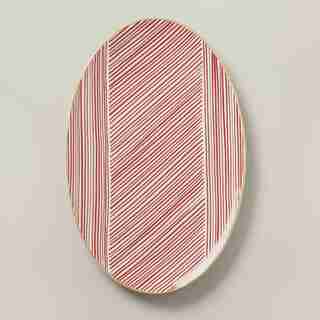 OUI RED HATCHING OVAL PLATTER