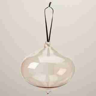 OUI HOLIDAY PINK GLASS ONION-DROP ORNAMENT