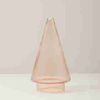 OUI MEDIUM DUSTY-ROSE RIBBED GLASS DÉCOR TREE