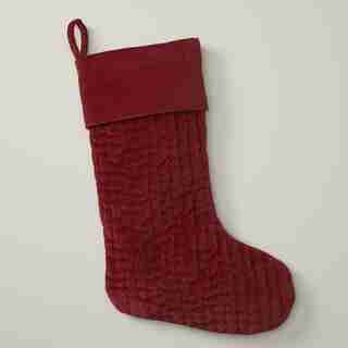 BAS DE NOËL EN VELOURS MATELASSÉ – ROUGE