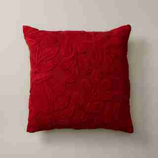 OUI EMBROIDERED MISTLETOE HOLIDAY RED PILLOW COVER 18” X 18”