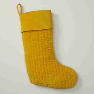 OUI HAND-QUILTED VELVET HOLIDAY STOCKING HONEY