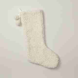 OUI FAUX SHEARLING HOLIDAY STOCKING IVORY