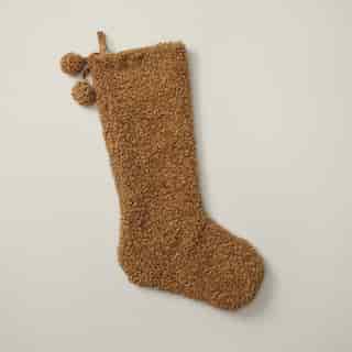OUI FAUX SHEARLING HOLIDAY STOCKING CAMEL