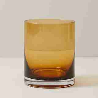 SET OF 4 LOWBALL GLASS, AMBER
