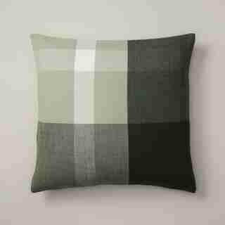 OUI MONDO PLAID HOLLY GREEN PILLOW COVER 18” X 18”