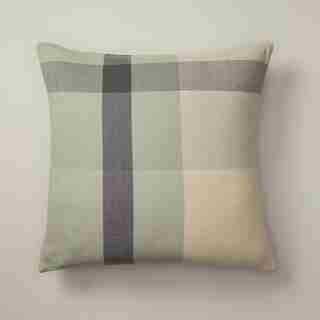 OUI MONDO PLAID SAGE PILLOW COVER 18” X 18”
