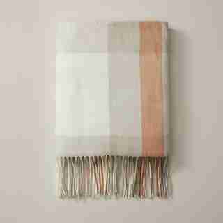 OUI MONDO PLAID IVORY SUPER-SOFT THROW BLANKET