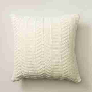 OUI CHEVRON-KNIT PILLOW COVER IVORY 20” X 20”