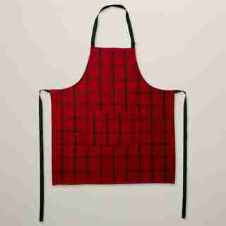 OUI RED & WHITE WINDOWPANE APRON
