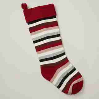 OUI MULTI STRIPE KNIT HOLIDAY STOCKING