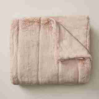 FAUX-FUR THROW – ROSE DUST & HERRINGBONE