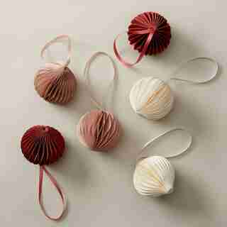 OUI PINK PAPER ORNAMENTS SET OF 6