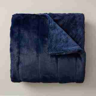 FAUX-FUR THROW – MIDNIGHT & HERRINGBONE