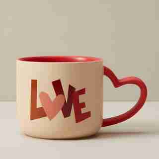 LOVE MUG WITH HEART SHAPED HANDLE