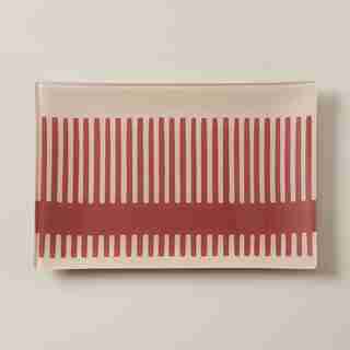 OUI RECTANGULAR GLASS TRAY COPPER STRIPES